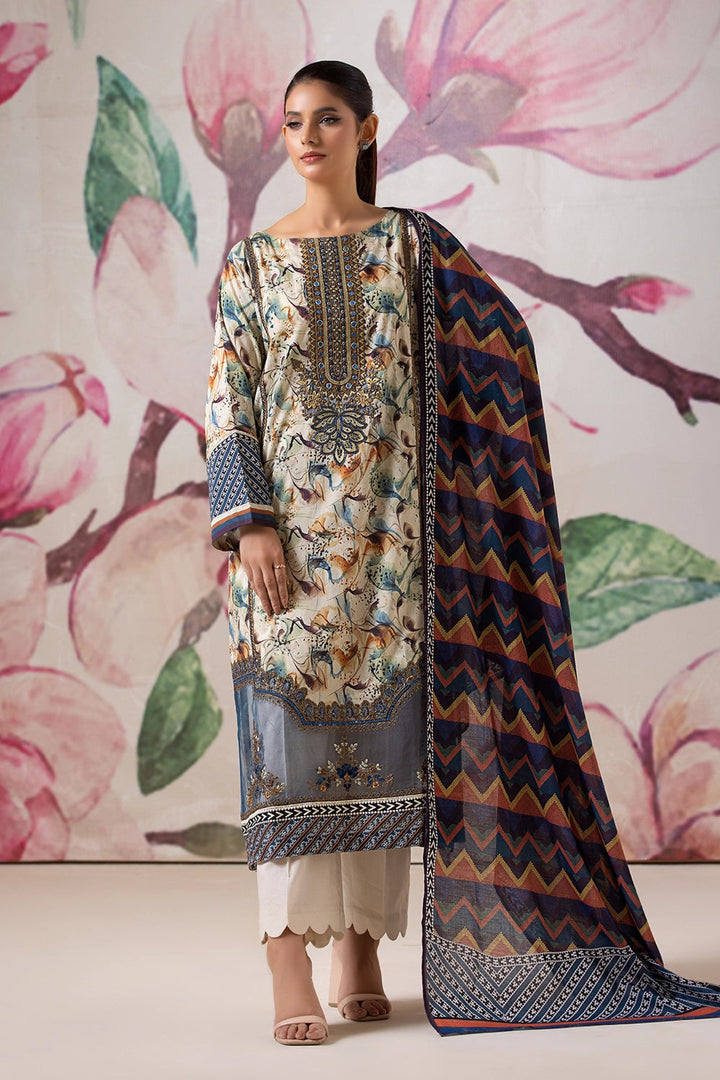 3PC Embroidered Unstitched Lawn Suit KL-2611 Embroidered KHAS STORES 