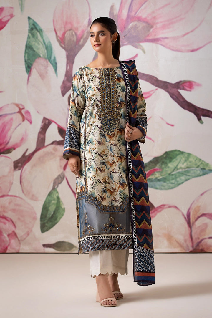 3PC Embroidered Unstitched Lawn Suit KL-2611 Embroidered KHAS STORES 