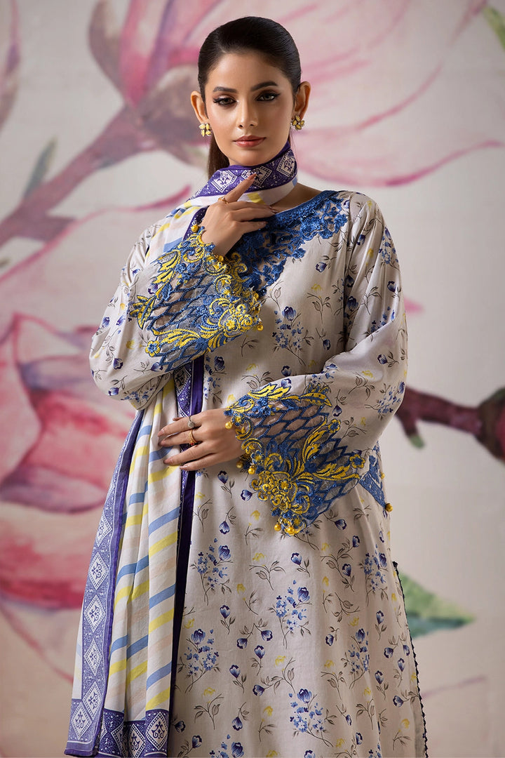 3PC Embroidered Unstitched Lawn Suit KL-2612 Embroidered KHAS STORES 