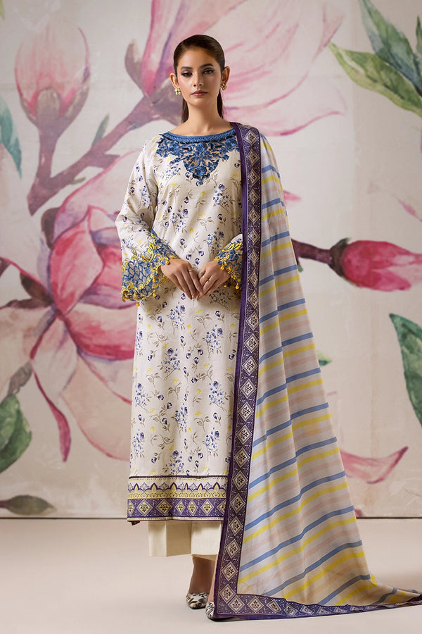 3PC Embroidered Unstitched Lawn Suit KL-2612 Embroidered KHAS STORES 