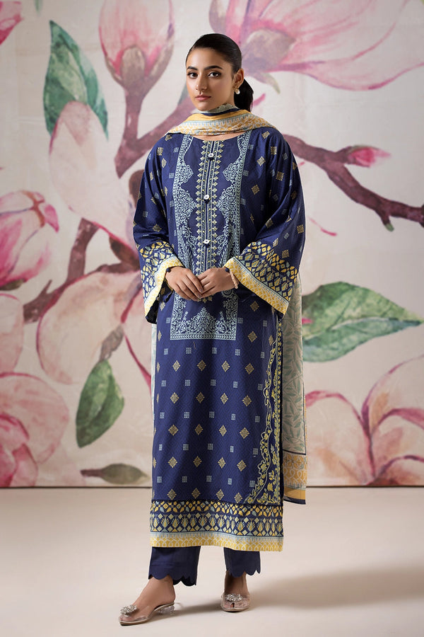 3PC Embroidered Unstitched Lawn Suit KL-2614 Embroidered KHAS STORES 