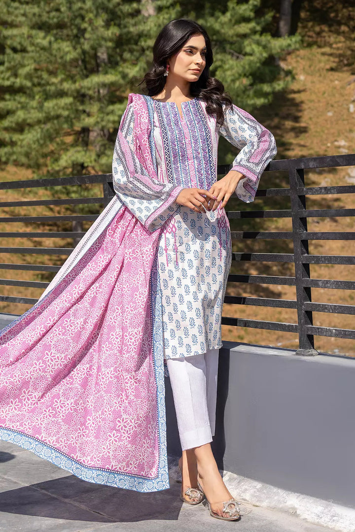 3PC Embroidered Unstitched Lawn Suit KL-2736 Embroidered KHAS STORES 