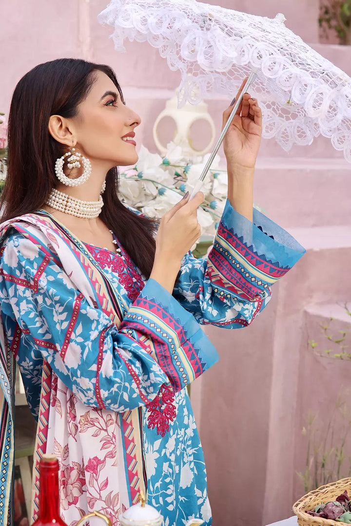 3PC Embroidered Unstitched Lawn Suit KL-2808 Embroidered KHAS STORES 