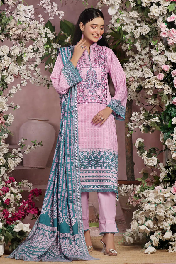 3PC Embroidered Unstitched Lawn Suit KL-2811 Embroidered KHAS STORES 