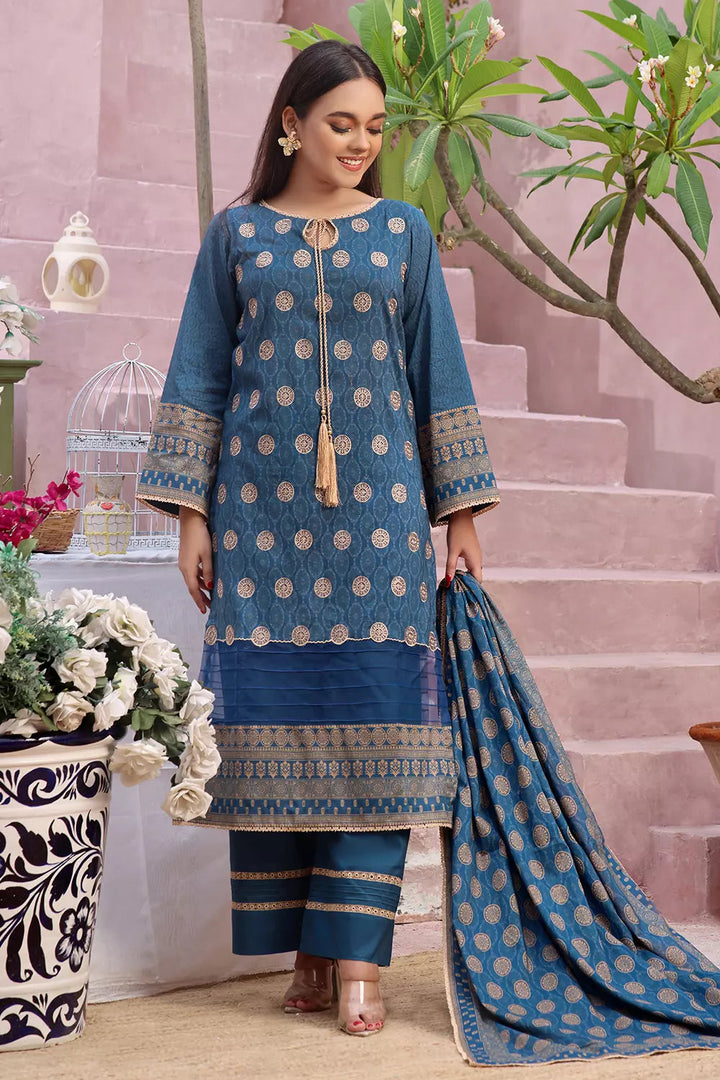 3PC Embroidered Unstitched Lawn Suit KL-2812 Embroidered KHAS STORES 