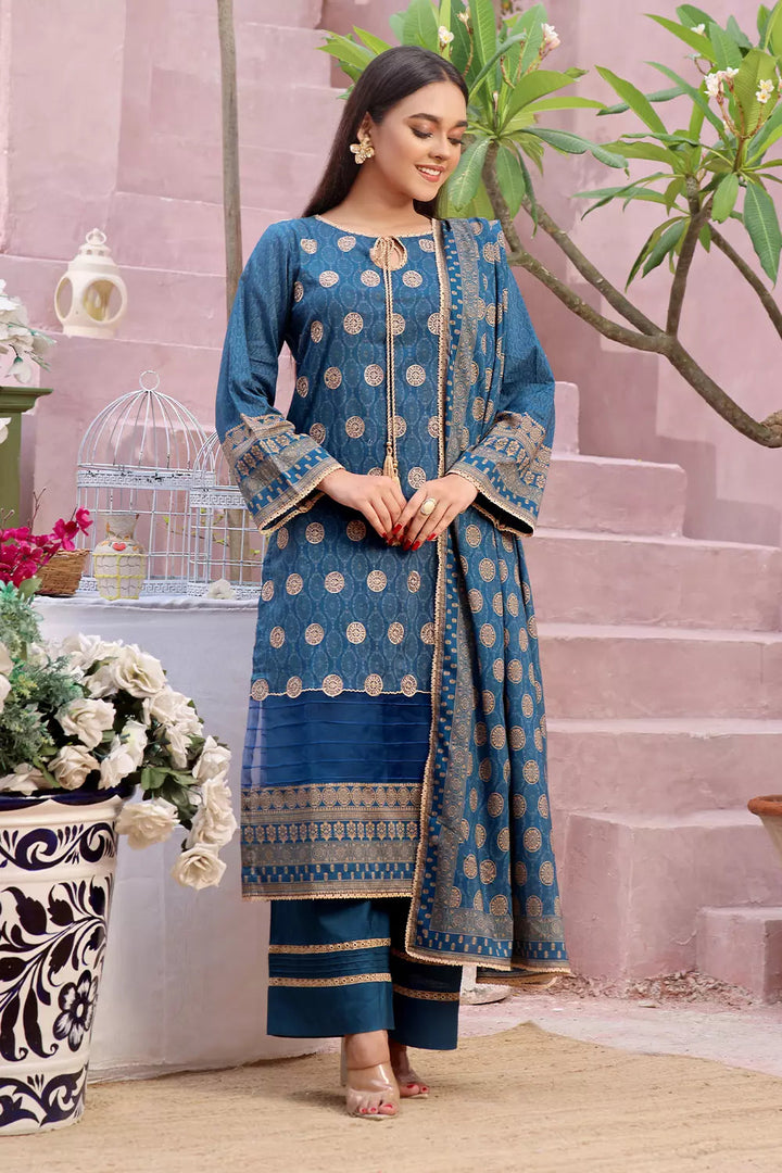 3PC Embroidered Unstitched Lawn Suit KL-2812 Embroidered KHAS STORES 