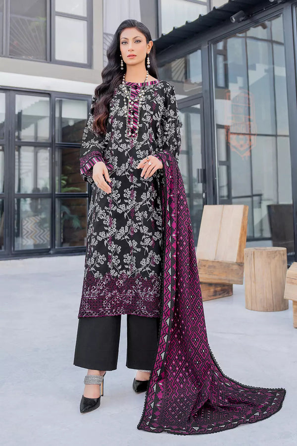 3PC Embroidered Unstitched Lawn Suit KL-2813 Embroidered KHAS STORES 