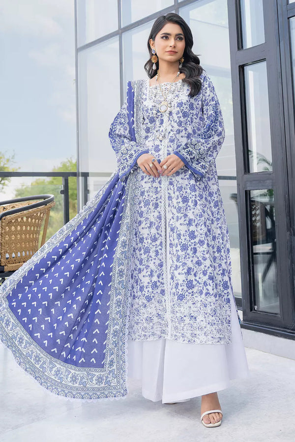 3PC Embroidered Unstitched Lawn Suit KL-2814 Embroidered KHAS STORES 