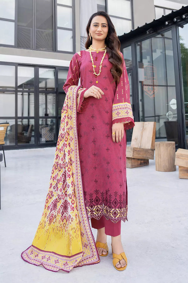 3PC Embroidered Unstitched Lawn Suit KL-2817 Embroidered KHAS STORES 