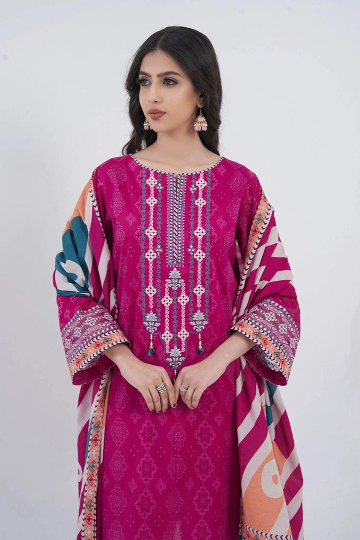 3PC Embroidered Unstitched Lawn Suit KL-3161 Embroidered KHAS STORES 