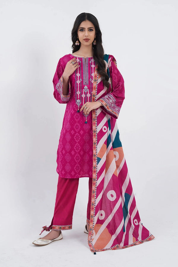 3PC Embroidered Unstitched Lawn Suit KL-3161 Embroidered KHAS STORES 