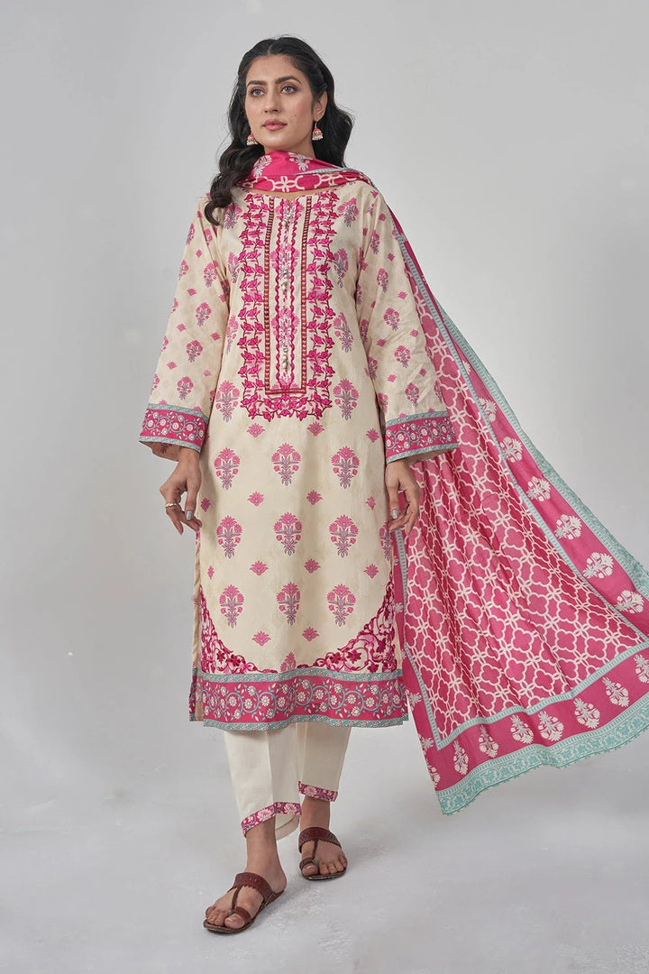 3PC Embroidered Unstitched Lawn Suit KL-3165 Embroidered KHAS STORES 