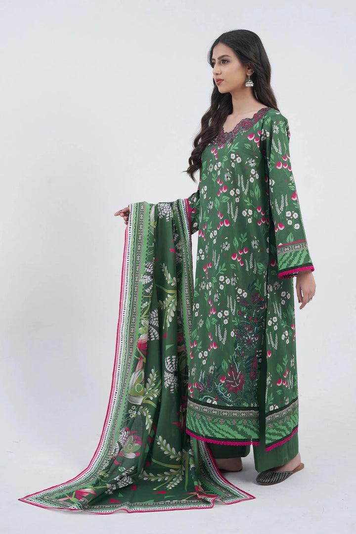 3PC Embroidered Unstitched Lawn Suit KL-3183 Embroidered KHAS STORES 