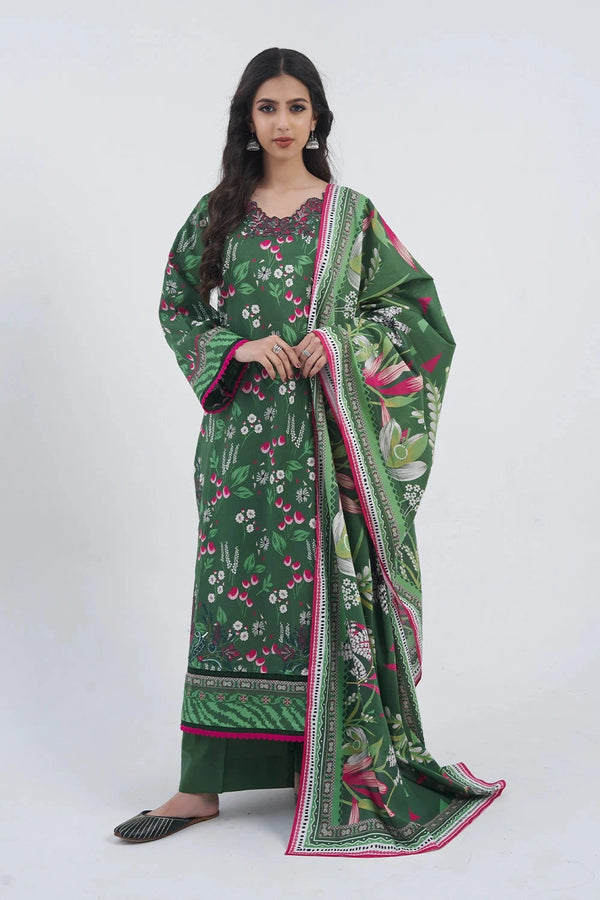 3PC Embroidered Unstitched Lawn Suit KL-3183 Embroidered KHAS STORES 