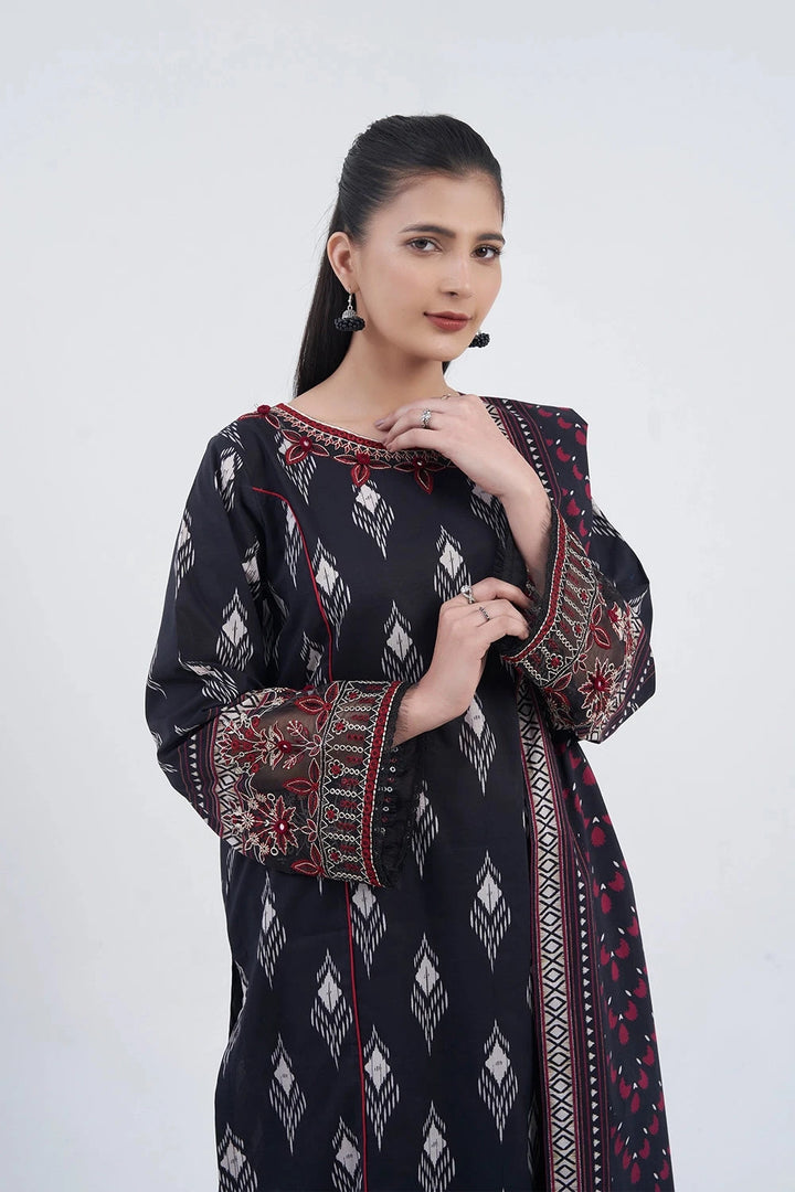 3PC Embroidered Unstitched Lawn Suit KL-3185 Embroidered KHAS STORES 