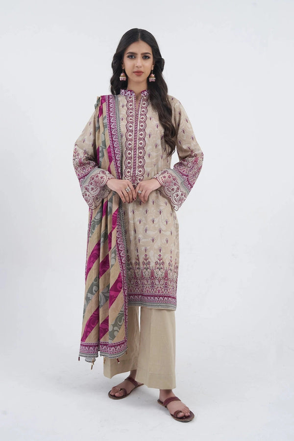 3PC Embroidered Unstitched Lawn Suit KL-3198 Embroidered KHAS STORES 