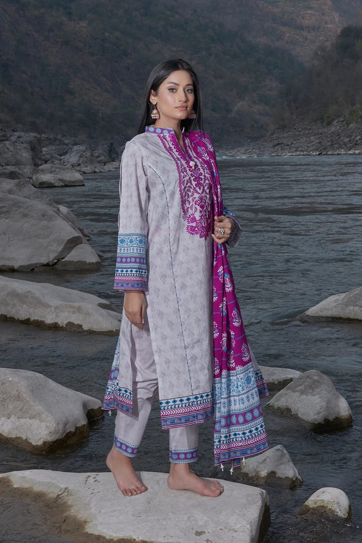 3PC Embroidered Unstitched Lawn Suit KL-3199 Embroidered KHAS STORES 