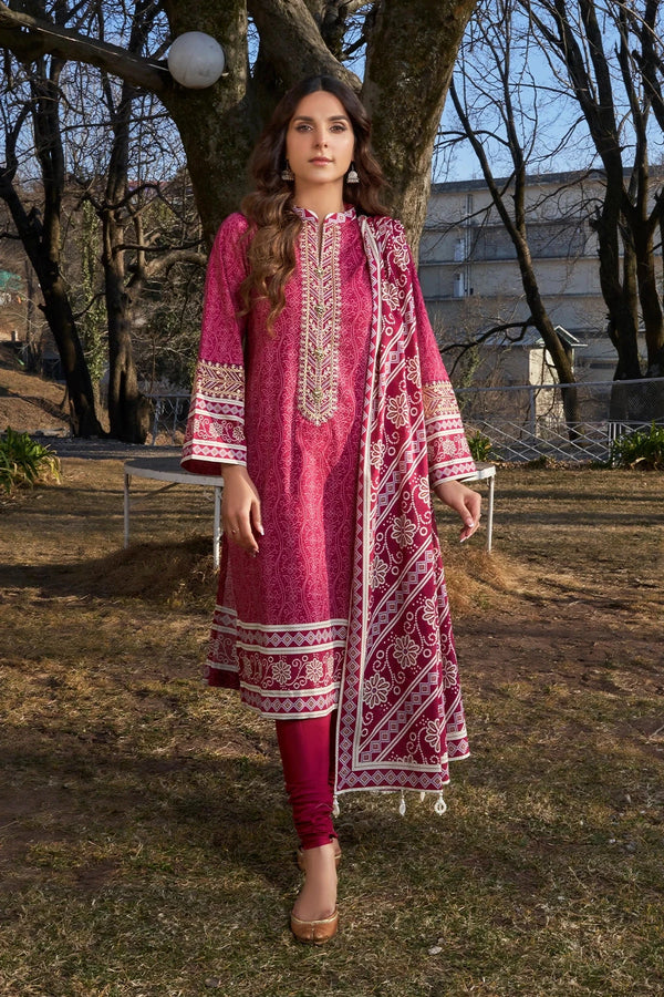 3PC Embroidered Unstitched Lawn Suit KL-3201 Embroidered KHAS STORES 