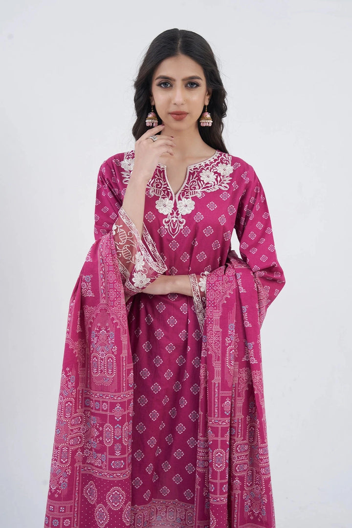 3PC Embroidered Unstitched Lawn Suit KL-3206 Embroidered KHAS STORES 