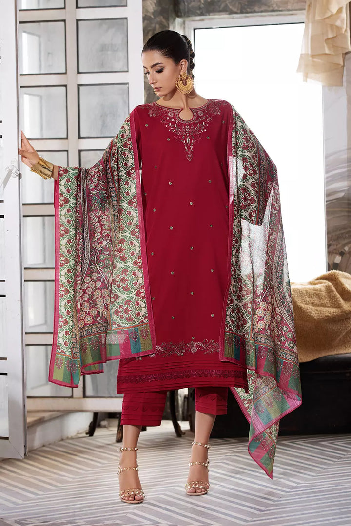 3PC Embroidered Unstitched Lawn Suit KOE-2663 Embroidered KHAS STORES 