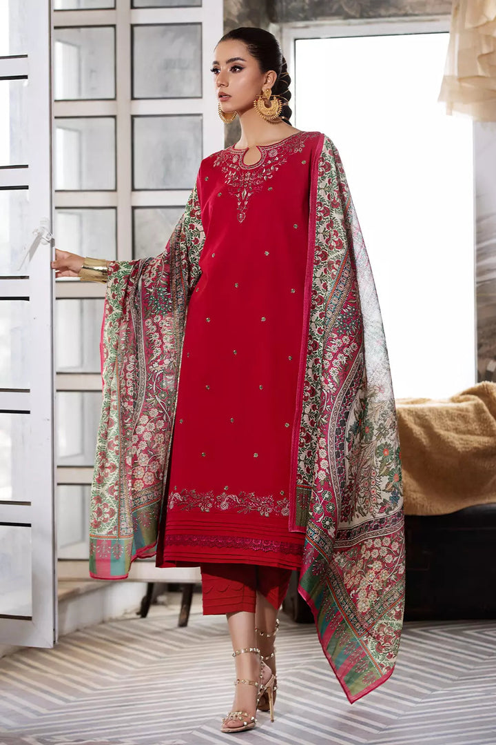 3PC Embroidered Unstitched Lawn Suit KOE-2663 Embroidered KHAS STORES 