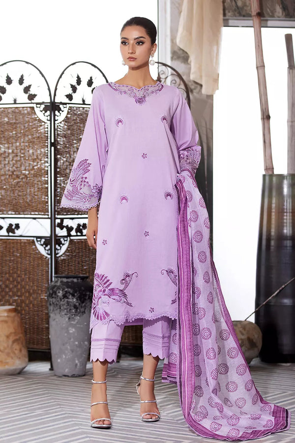 3PC Embroidered Unstitched Lawn Suit KOE-2665 Embroidered KHAS STORES 