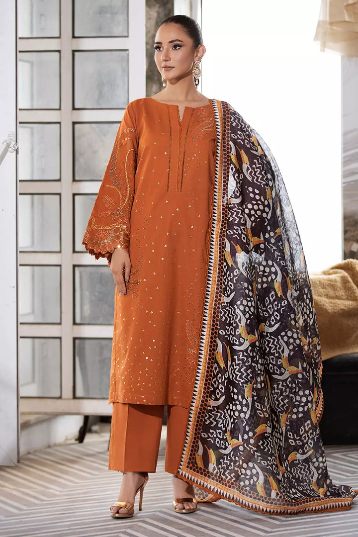 3PC Embroidered Unstitched Lawn Suit KOE-2666 Embroidered KHAS STORES 