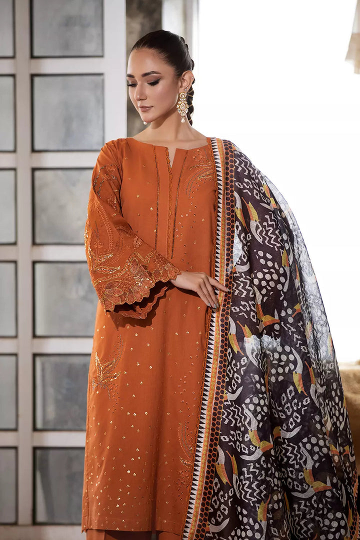 3PC Embroidered Unstitched Lawn Suit KOE-2666 Embroidered KHAS STORES 