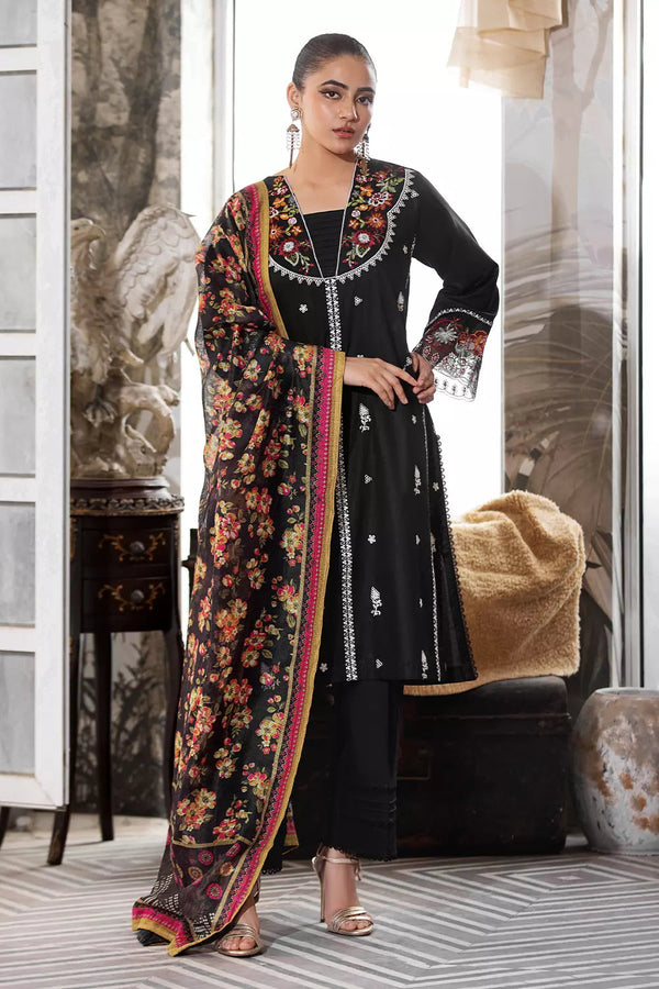 3PC Embroidered Unstitched Lawn Suit KOE-2667 Embroidered KHAS STORES 