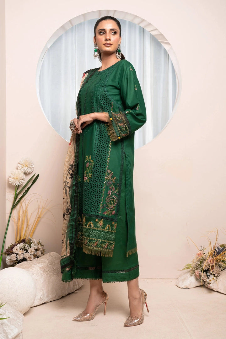 3PC Embroidered Unstitched Lawn Suit KSC-3149 Embroidered KHAS STORES 