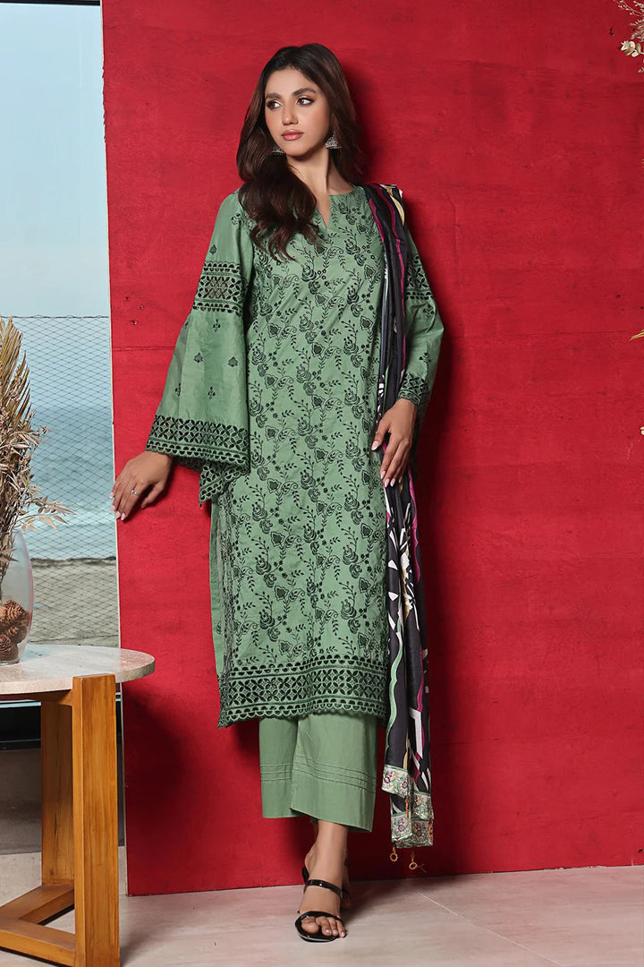 3PC Embroidered Unstitched Lawn Suit KSE-2446 Embroidered KHAS STORES 