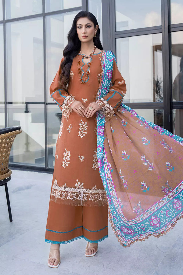 3PC Embroidered Unstitched Lawn Suit KSE-2623 Embroidered KHAS STORES 