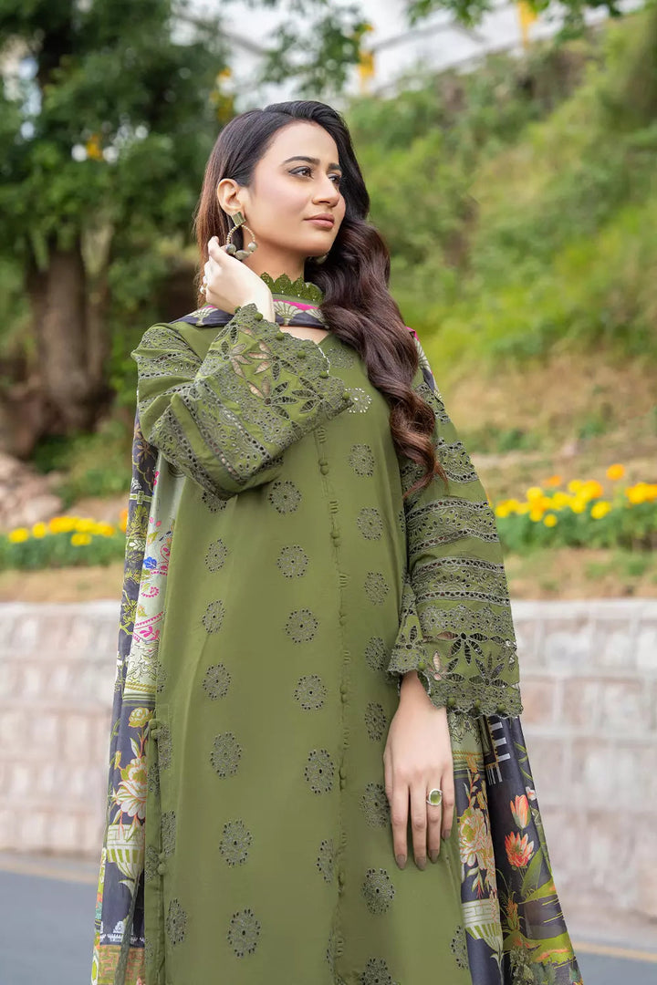 3PC Embroidered Unstitched Lawn Suit KSE-2694 Embroidered KHAS STORES 