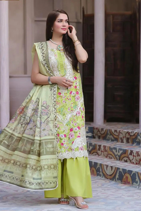 3PC Embroidered Unstitched Lawn Suit KSE-2724 Embroidered KHAS STORES 