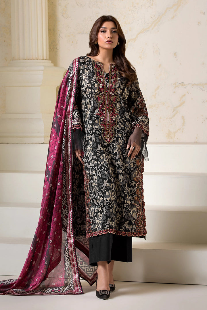 3PC Embroidered Unstitched Lawn Suit KSE-2725 Embroidered KHAS STORES 