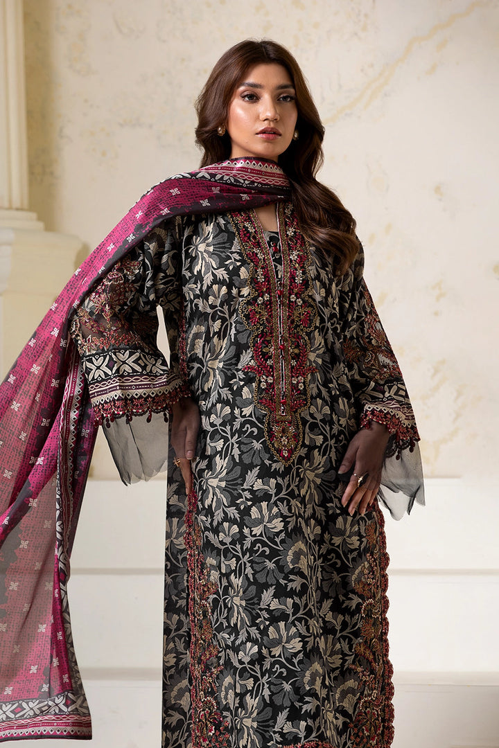 3PC Embroidered Unstitched Lawn Suit KSE-2725 Embroidered KHAS STORES 