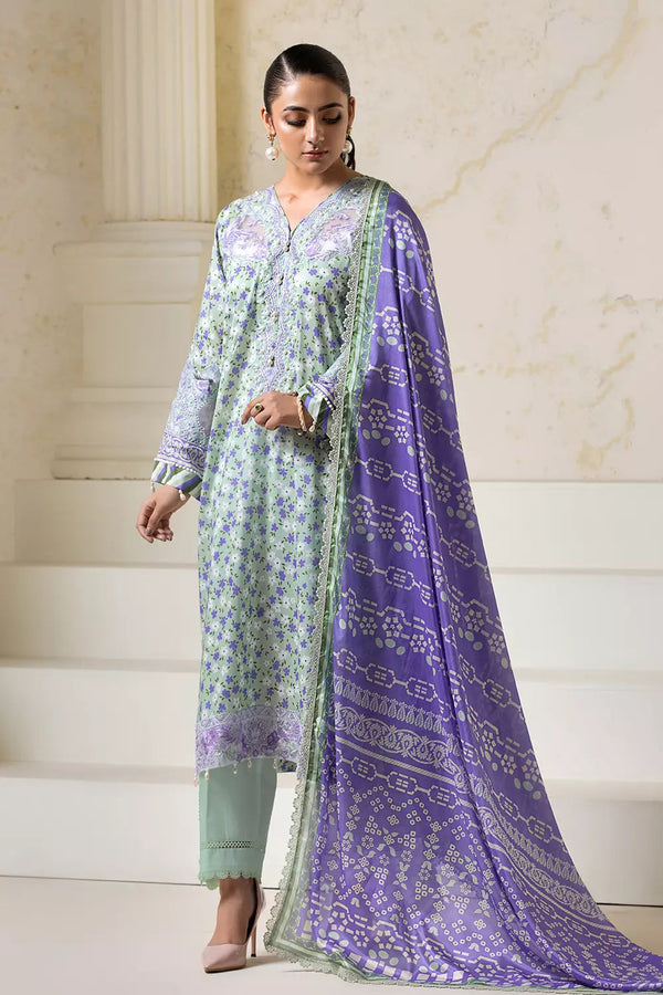 3PC Embroidered Unstitched Lawn Suit KSE-2727 Embroidered KHAS STORES 