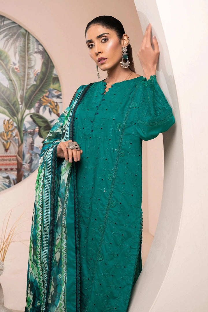 3PC Embroidered Unstitched Schiffli Lawn Suit KSE-2773 Embroidered KHAS STORES 