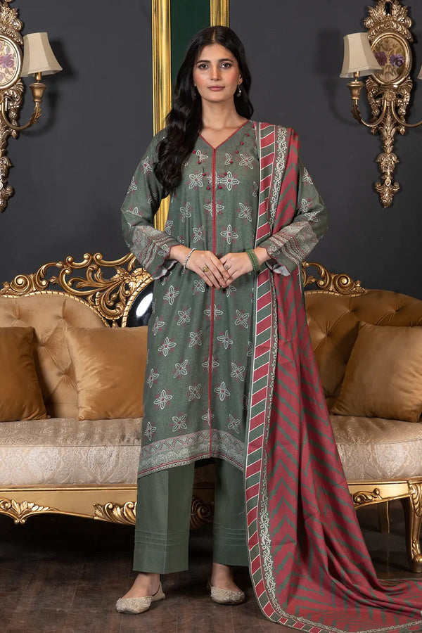 3PC Printed Unstitched Karandi Suit KKR-2943 Printed KHAS STORES 