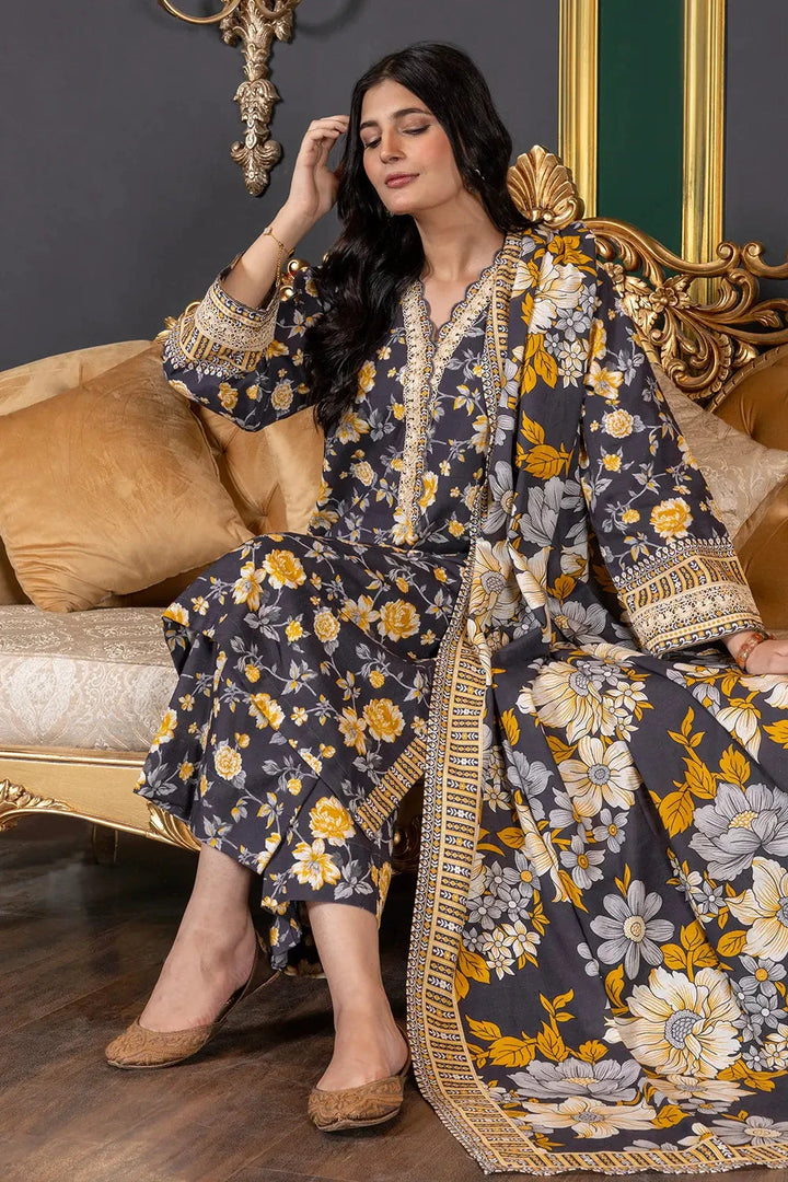 3PC Printed Unstitched Khaddar Suit KKH-3021 Printed KHAS STORES 