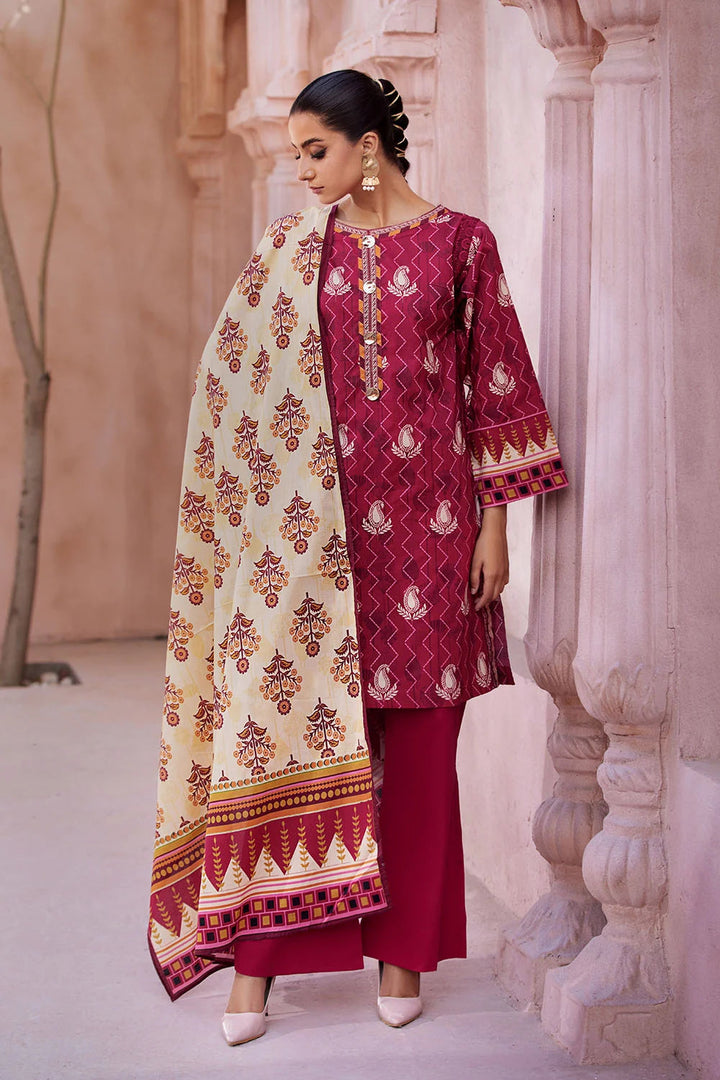 3PC Printed Unstitched Lawn Suit KLA-2590 Printed KHAS STORES 