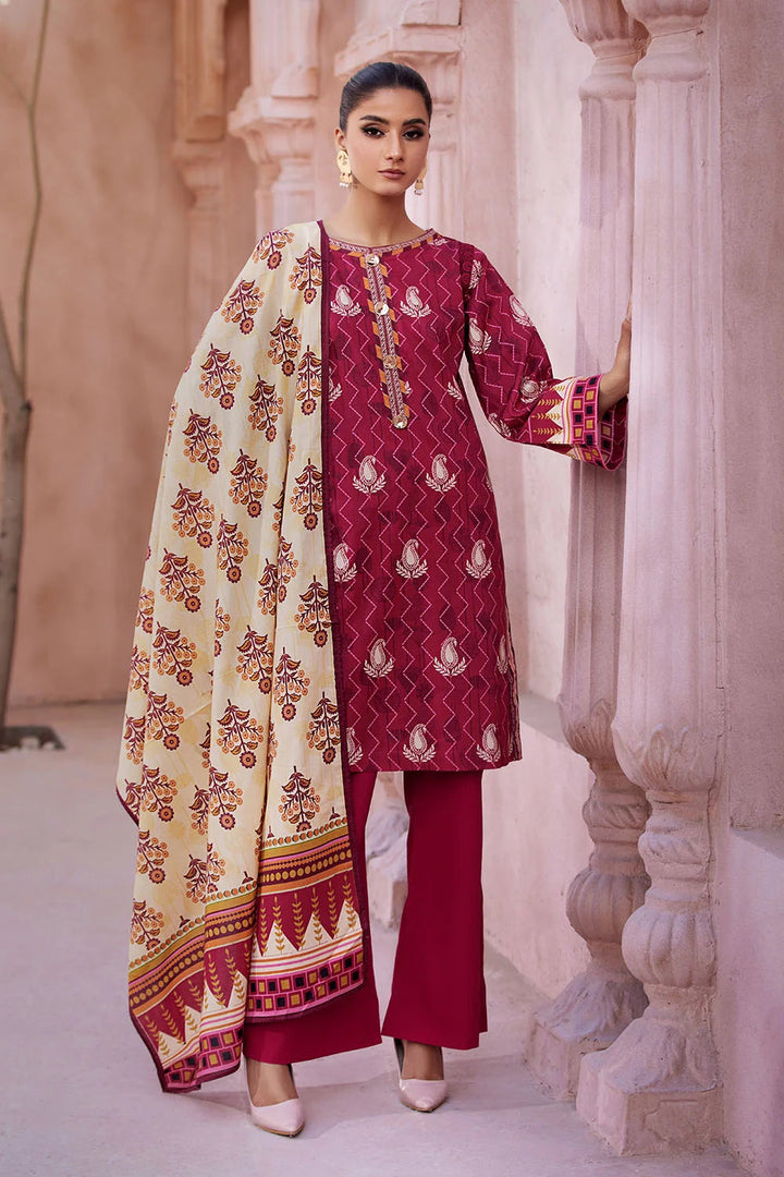 3PC Printed Unstitched Lawn Suit KLA-2590 Printed KHAS STORES 