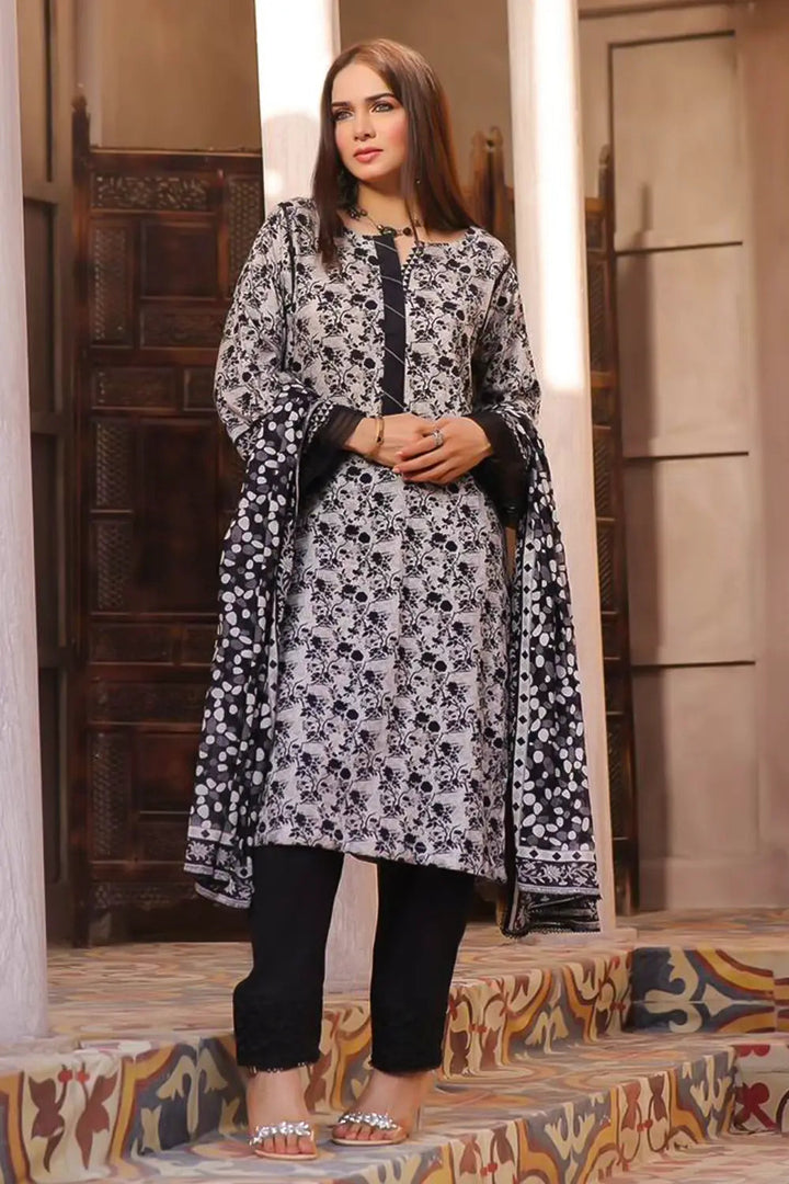 3PC Printed Unstitched Lawn Suit KLA-2638 Printed KHAS STORES 