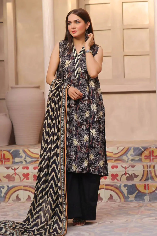 3PC Printed Unstitched Lawn Suit KLA-2639 Printed KHAS STORES 