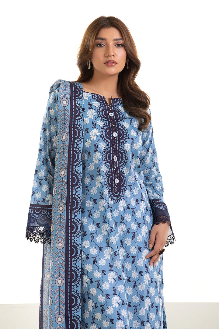 3PC Printed Unstitched Lawn Suit KLA-2744 Printed KHAS STORES 