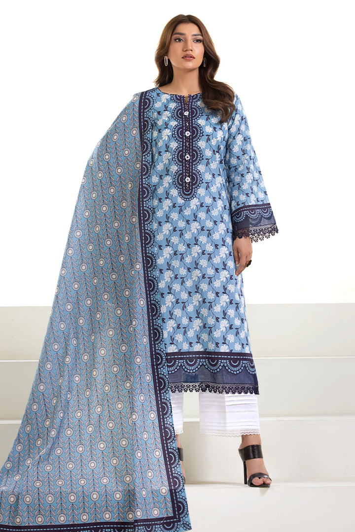 3PC Printed Unstitched Lawn Suit KLA-2744 Printed KHAS STORES 