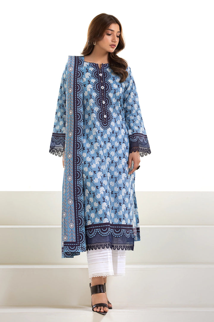 3PC Printed Unstitched Lawn Suit KLA-2744 Printed KHAS STORES 