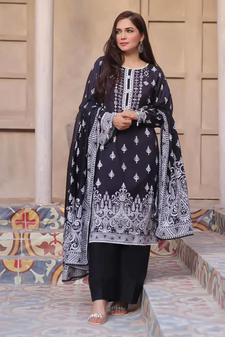 3PC Printed Unstitched Lawn Suit KLA-2745 Printed KHAS STORES 