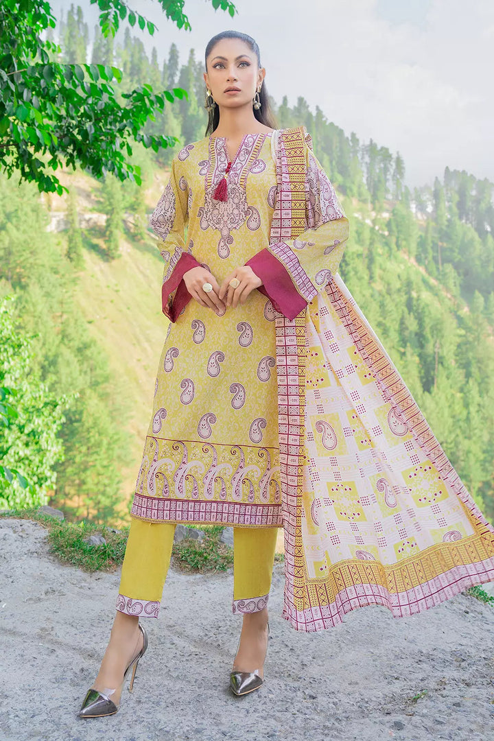 3PC Printed Unstitched Lawn Suit KLA-2755 Printed KHAS STORES 