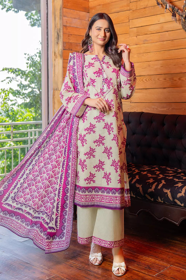 3PC Printed Unstitched Lawn Suit KLA-2758 Printed KHAS STORES 